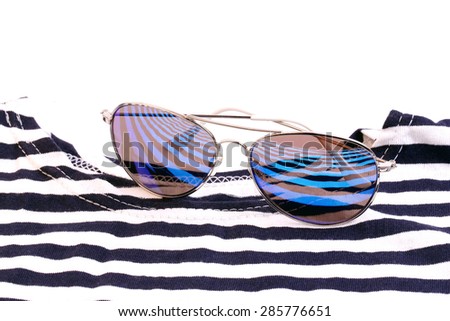 sailor striped shirt sunglasses Sea vacation selective soft focus