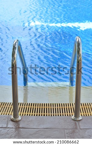 close up chrome pool ladders