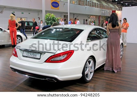 stock photo KIEV SEPTEMBER 10 White MercedesBenz CLSclass 