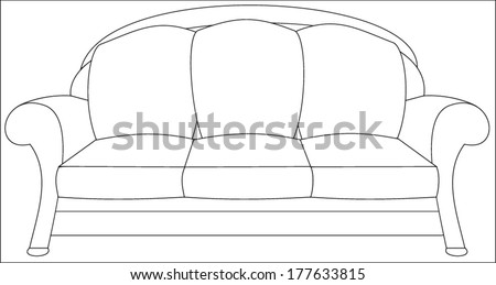 Old Couch,three seater, sofa for home or business. Three-seater. Vector art image eps10 isolated on white background