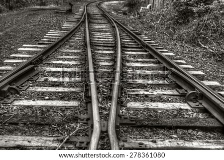 Railway line in black and white