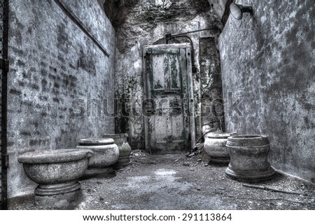 Old prison cell at the Eastern State Penitentiary