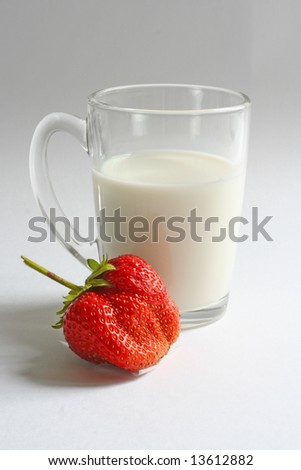 cup of milk with strawberry