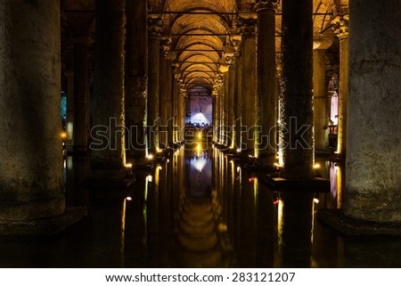 A long-exposure of the basilica cistern in Istanbul