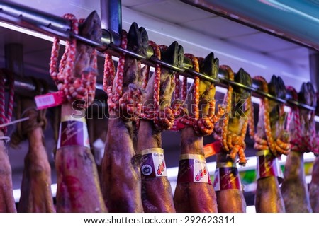 BARCELONA, SPAIN June 30, 2015: the food market near the ramblas in barcelona