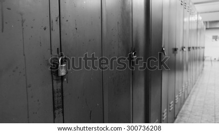HEIDELBERG, GERMANY Circa July 2015: Lockers in a run down dressing room