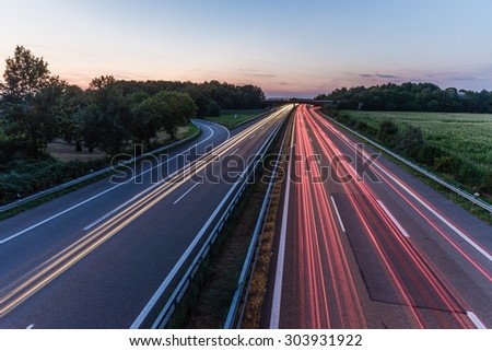 Sunset long-exposure over a german highway