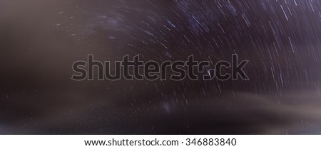 long exposure of the starry sky reflecting the earth rotation