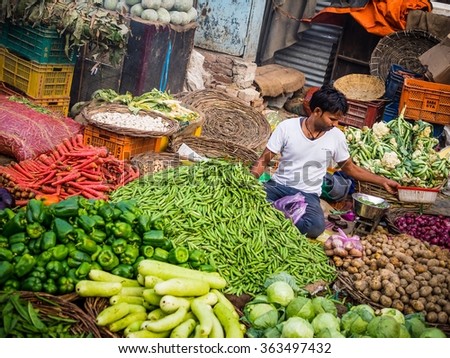 Varanasi, India - Circa January 2016 - Local market in india