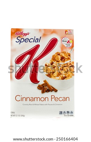 Winneconne, WI - 5  February 2015: Box of Kellogg\'s Special K Cinnamon Pecan cereal. Marketed as a low fat cereal.