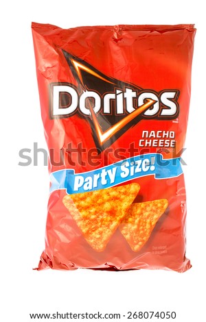 Winneconne, WI, 9 April 2015:  Bag of Doritos chips which is owned by Frito-Lay.