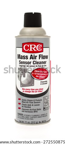 Winneconne, WI - 25 April 2015: Spray can of CRC mass air flow sensor cleaner also known as a MAF.
