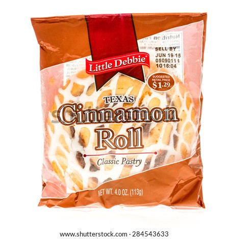Winneconne, WI - 5 June 2015:  Package of Little Debbie Texas cinnamon roll.
