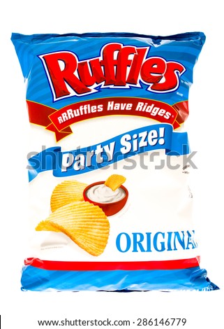 Winneconni, WI - 10 June 2015: Bag of Ruffles original potato chips