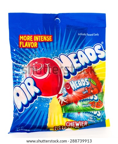 Winneconni, WI - 19 June 2015:  Bag of Air Heads fruit candy