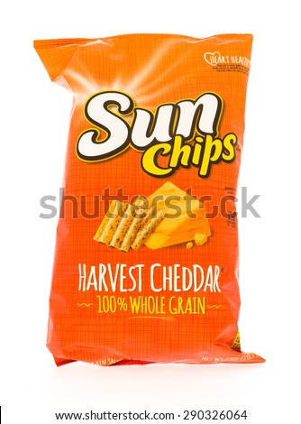 Winneconni, WI - 23 June 2015:  Bag of Sun Chips in harvest cheddar flavor.