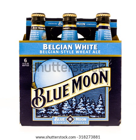 Winneconne, WI -19 Sept 2015: Six pack of Blue Moon beer