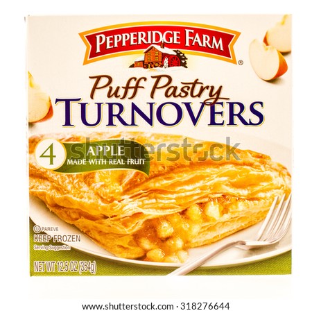 Winneconne, WI -19 Sept 2015: Box of puff pastry turnovers in apple flavor made by Pepperidge farm.