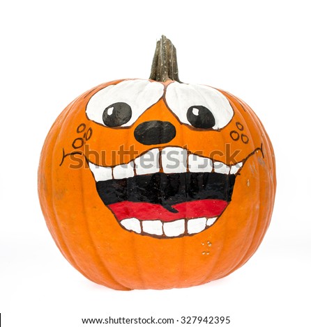 Pumpkin painted with happy face