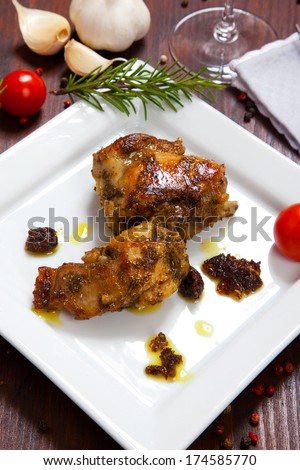 rabbit meat in a dish