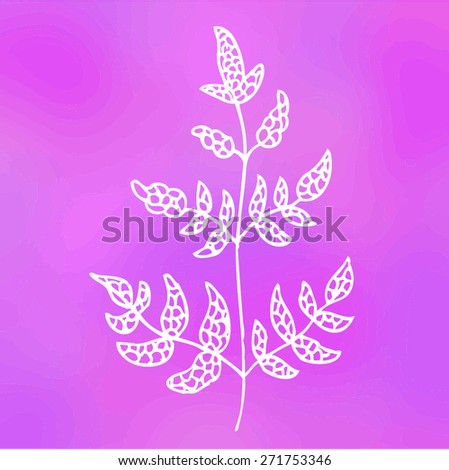Vector flower isolated on purple background. Element for design. Hand-drawn contour lines and strokes.