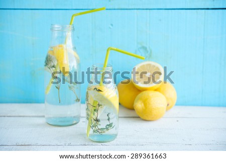 mineral water with a lemon