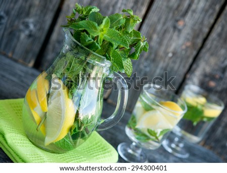 detox water with a lemon and mint
