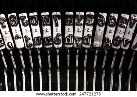 Close up of the letters on an old typewriter