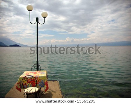 Romantic restaurant on Ohridsko lake in Macedonia.