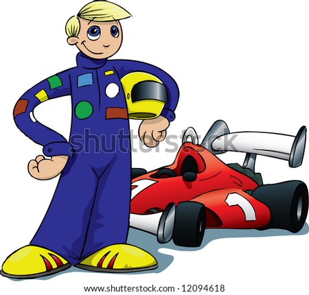 Cartoon Race Car Driver