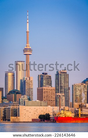 The CN Tower, the icon of Toronto, at sunrise