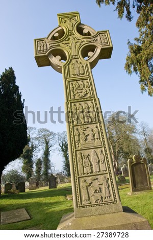 celtic cross from a grave yard in northern ireland