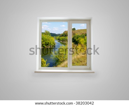 New closed plastic glass window frame isolated on the white background