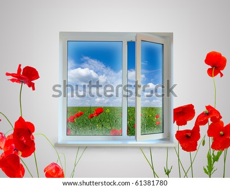 New closed plastic glass window frame isolated on the white background