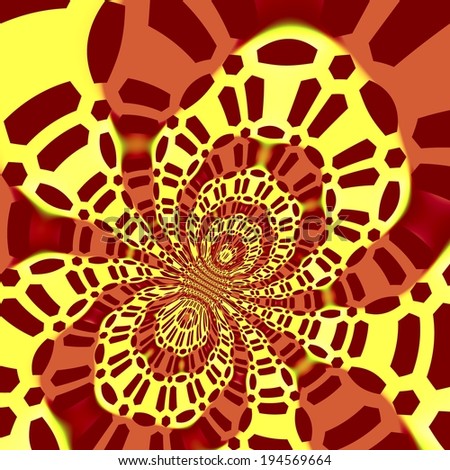 Psychedelic Cartoony Fractal Art - Yellow Brown - - Bending Stripes - Curvy Weird
