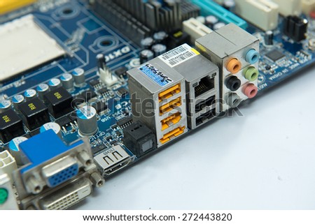Back panel connectors computer motherboard