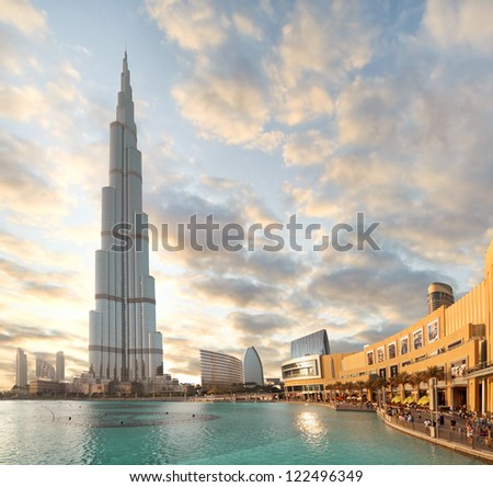 Dubai, Uae - October 23: Burj Khalifa, The Highest Building In The World, Downtown On October 23, 2012 In Dubai, Uae