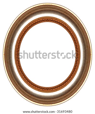 Oval gold picture frame with a decorative pattern