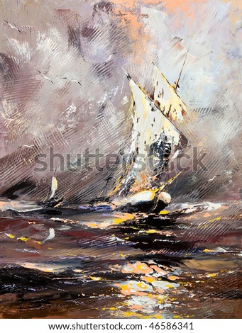 vessel in a stormy sea stormy sea ship. vessel in a stormy sea