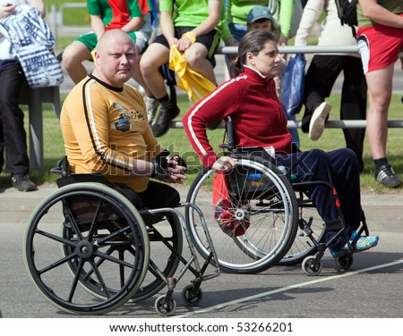 VITEBSK, BELARUS - MAY 15: Start of sportsmen-invalids on a sports holiday May, 15, 2010 in Vitebsk, Belarus