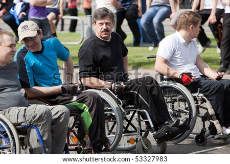 VITEBSK, BELARUS - MAY 15: Start of sportsmen-invalids on a sports holiday \