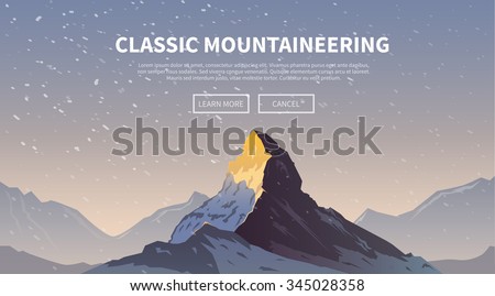 Vector background on the theme of Climbing, Trekking, Hiking, Mountaineering. Extreme sports, outdoor recreation, adventure in the mountains, vacation. Achievement. The Alps. The Matterhorn. #1