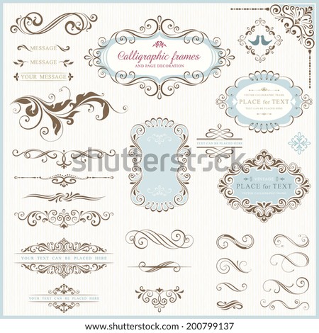 Ornate frames and scroll elements for weddings, anniversaries, engagements, save the date announcements, thank you notes or any special occasion.