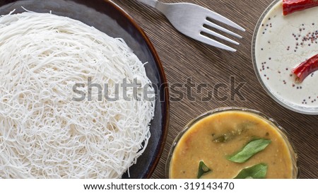 Idiyappam is a South Indian breakfast which can be served with coconut milk or veg or non-veg curry, also with coconut chutney.