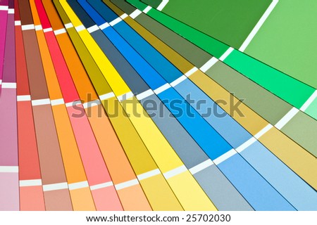 Selection of paint sample swatches fanned out