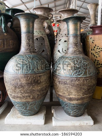 Vases made of clay to decorate the house