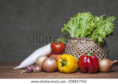 Vegetables . Fresh Bio Vegetable in a Basket. still light