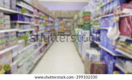 Supermarkets and discount stores in the mall,  blur and bokeh background.