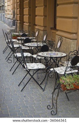 Outside restaurant tables and chairs
