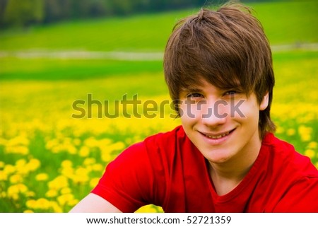 portrait of a handsome teen boy outside - stock photo portrait of a handsome teen boy outside - stock photo
